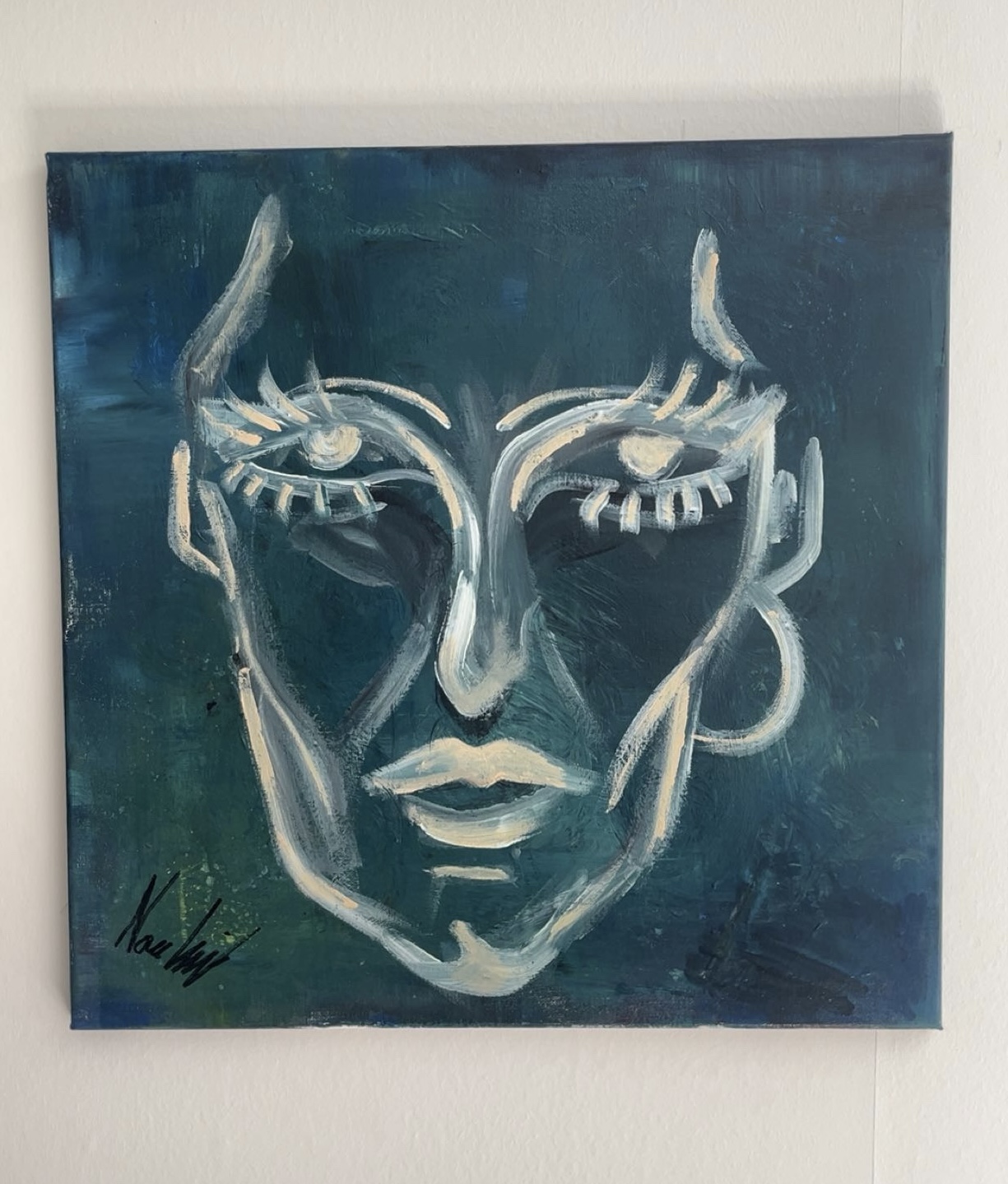 Konstverket "winter eye", AKRYL PÅ CANVAS, SKYDDAD MED VARNISH GLOSS, 40 X 40 CM
